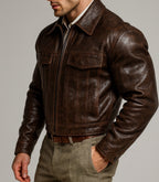 Ironwood Realm Distressed Brown Leather Jacket