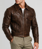 Ironwood Realm Distressed Brown Leather Jacket