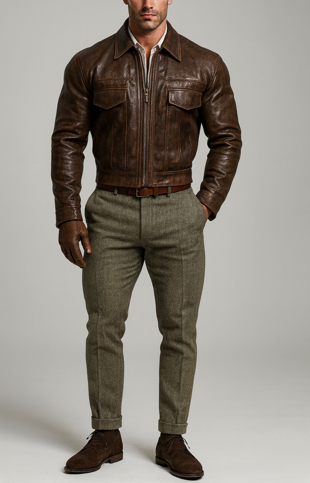 Ironwood Realm Distressed Brown Leather Jacket