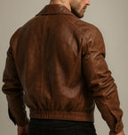 Heritage Maverick Distressed Brown Leather Bomber Jacket