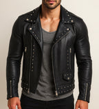 Midnight Rebel Black Leather Biker Jacket