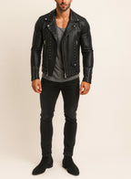 Midnight Rebel Black Leather Biker Jacket