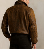 Bronze Outlaw Distressed Brown Leather Bomber Jacke