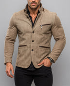 Sandsworn Beige Suede Blazer Leather Jacket