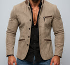 Sandsworn Beige Suede Blazer Leather Jacket