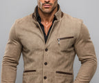 Sandsworn Beige Suede Blazer Leather Jacket