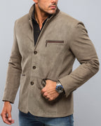 Sandsworn Beige Suede Blazer Leather Jacket