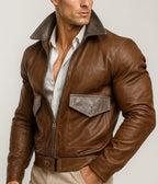 Ashborne Brown Leather Bomber Jacket