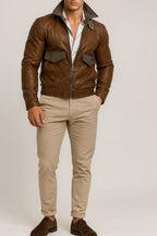 Ashborne Brown Leather Bomber Jacket