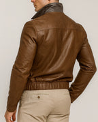 Ashborne Brown Leather Bomber Jacket