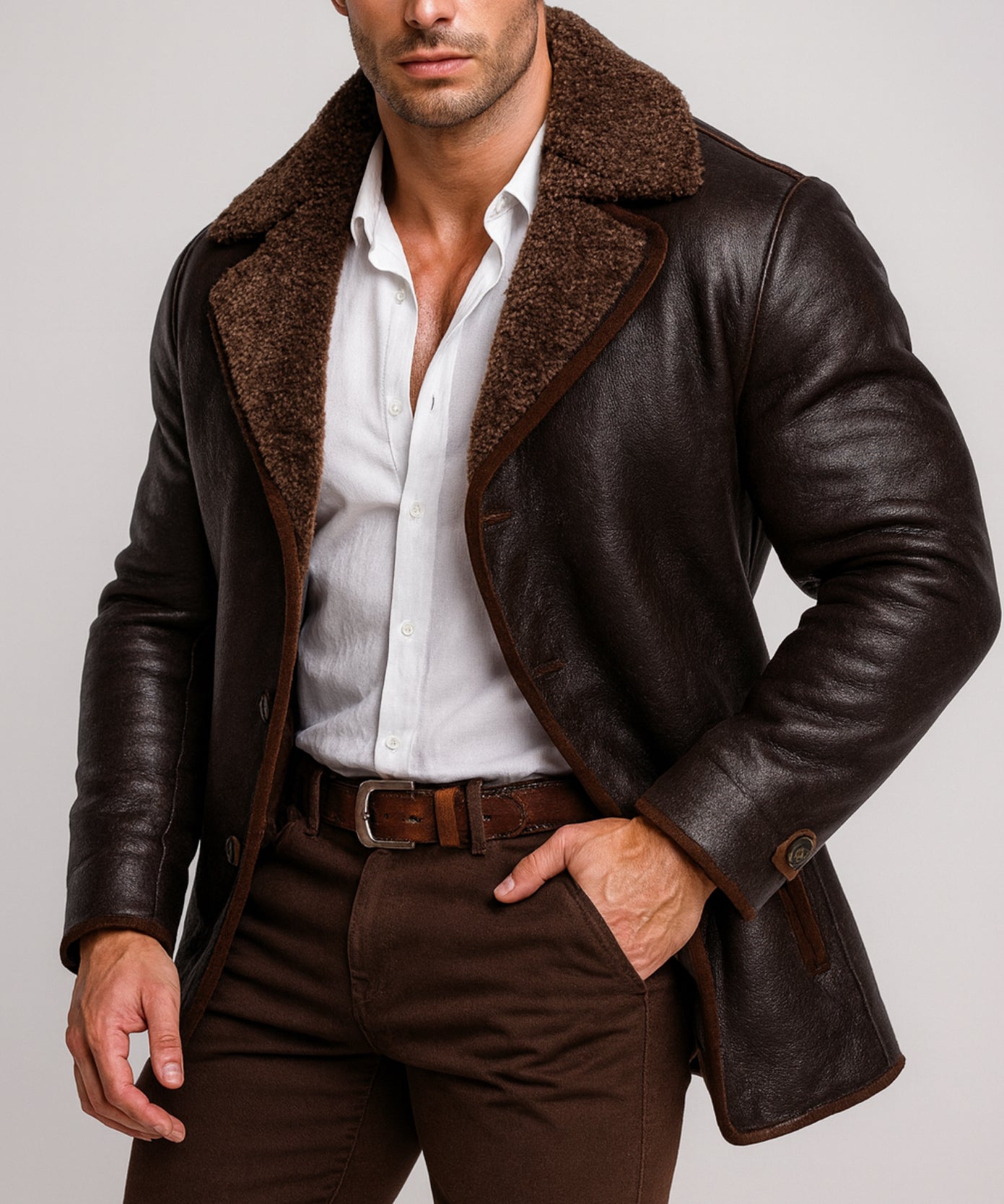 Eclipse Shearling Brown leather Jacket