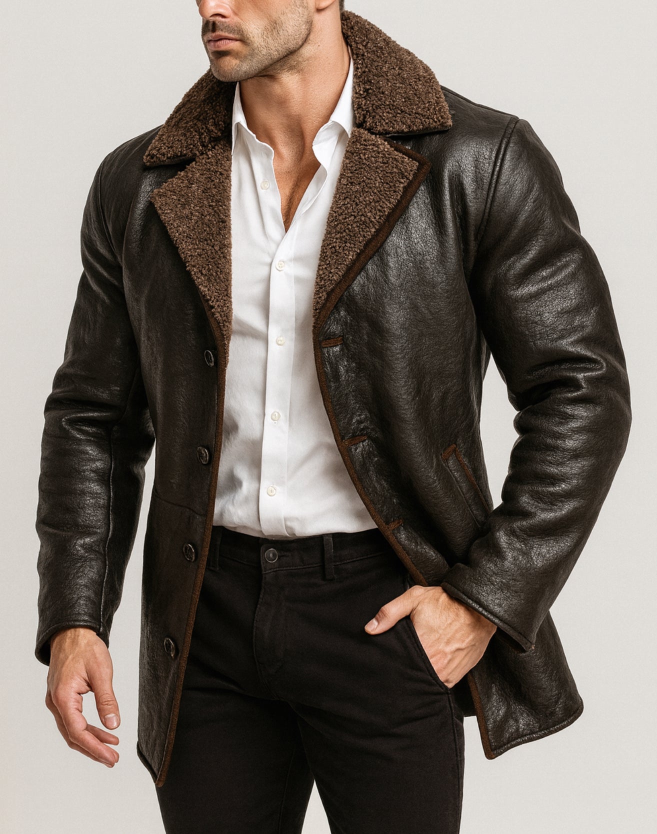 Eclipse Shearling Brown leather Jacket
