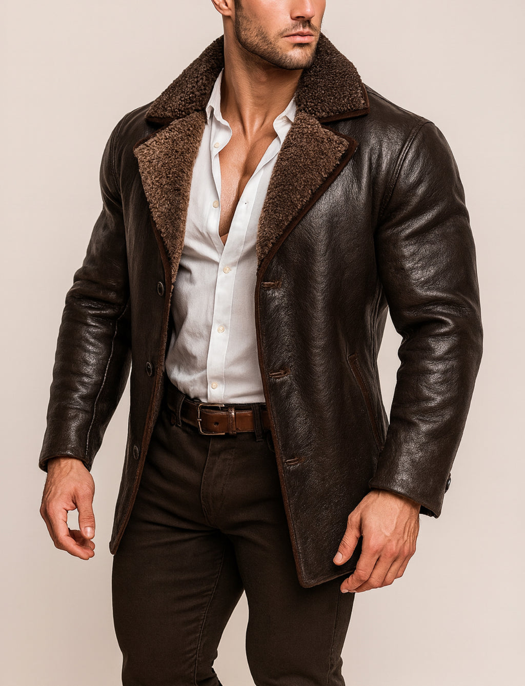 Eclipse Shearling Brown leather Jacket