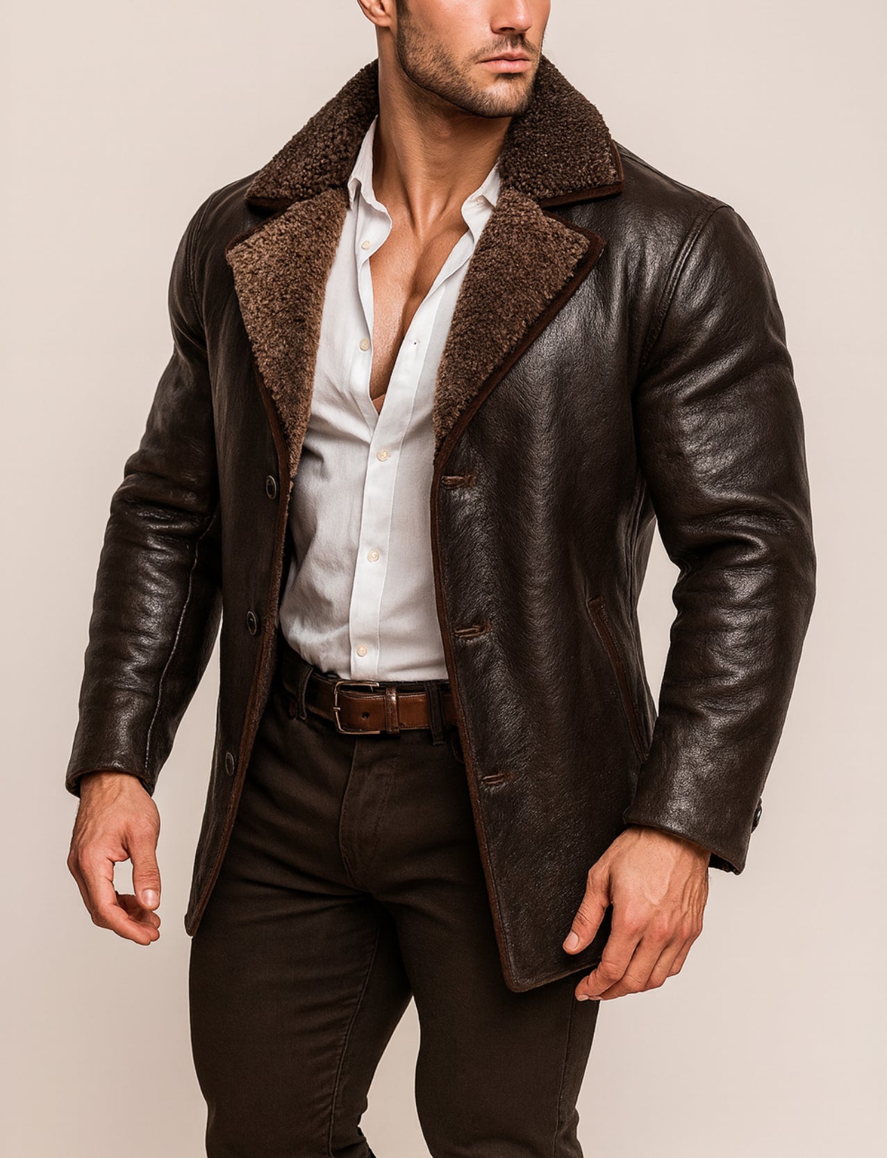 Eclipse Shearling Brown leather Jacket