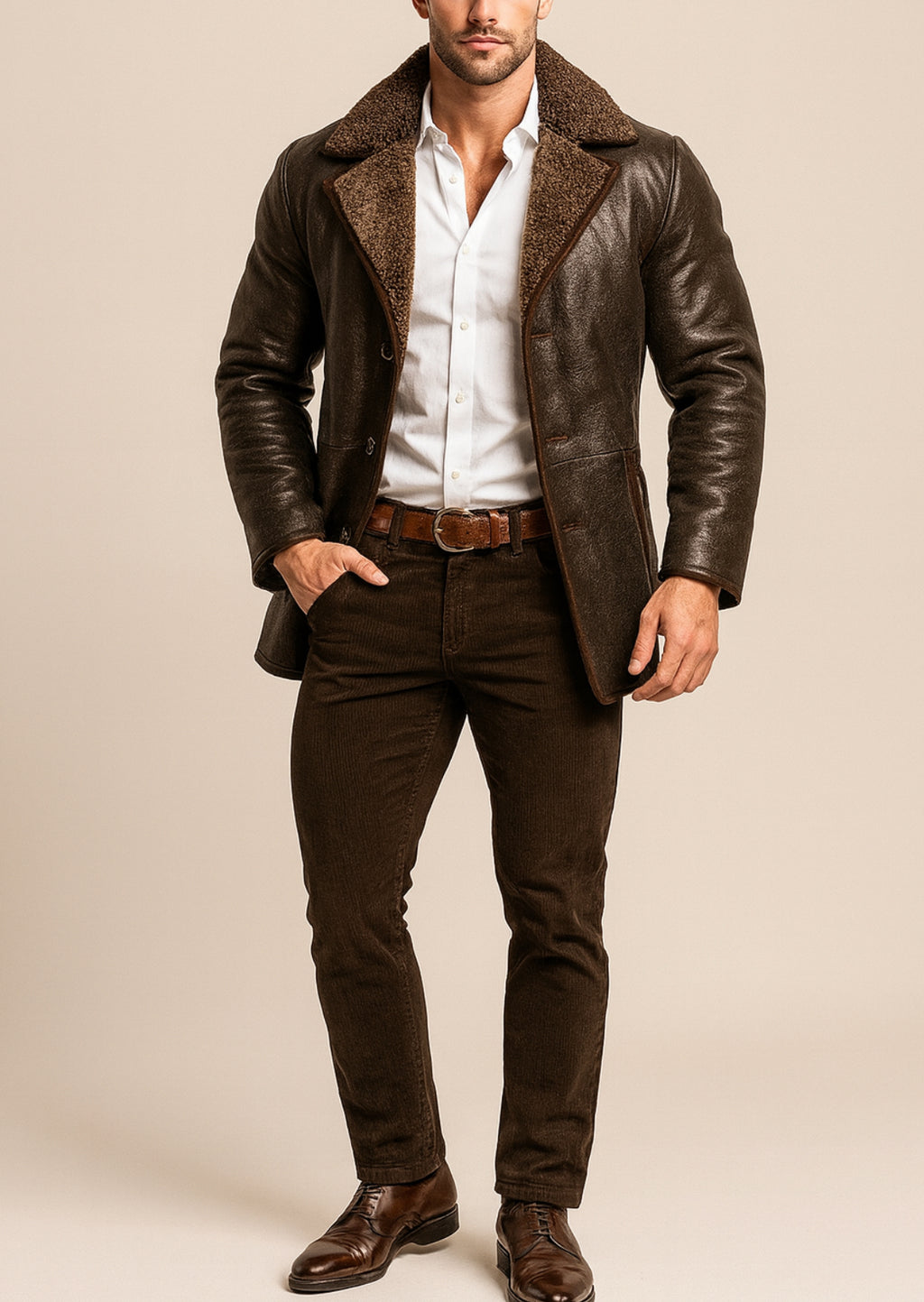 Eclipse Shearling Brown leather Jacket