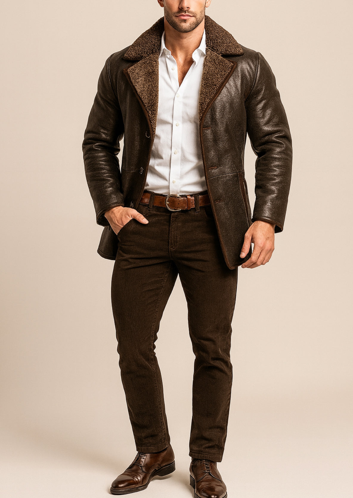 Eclipse Shearling Brown leather Jacket