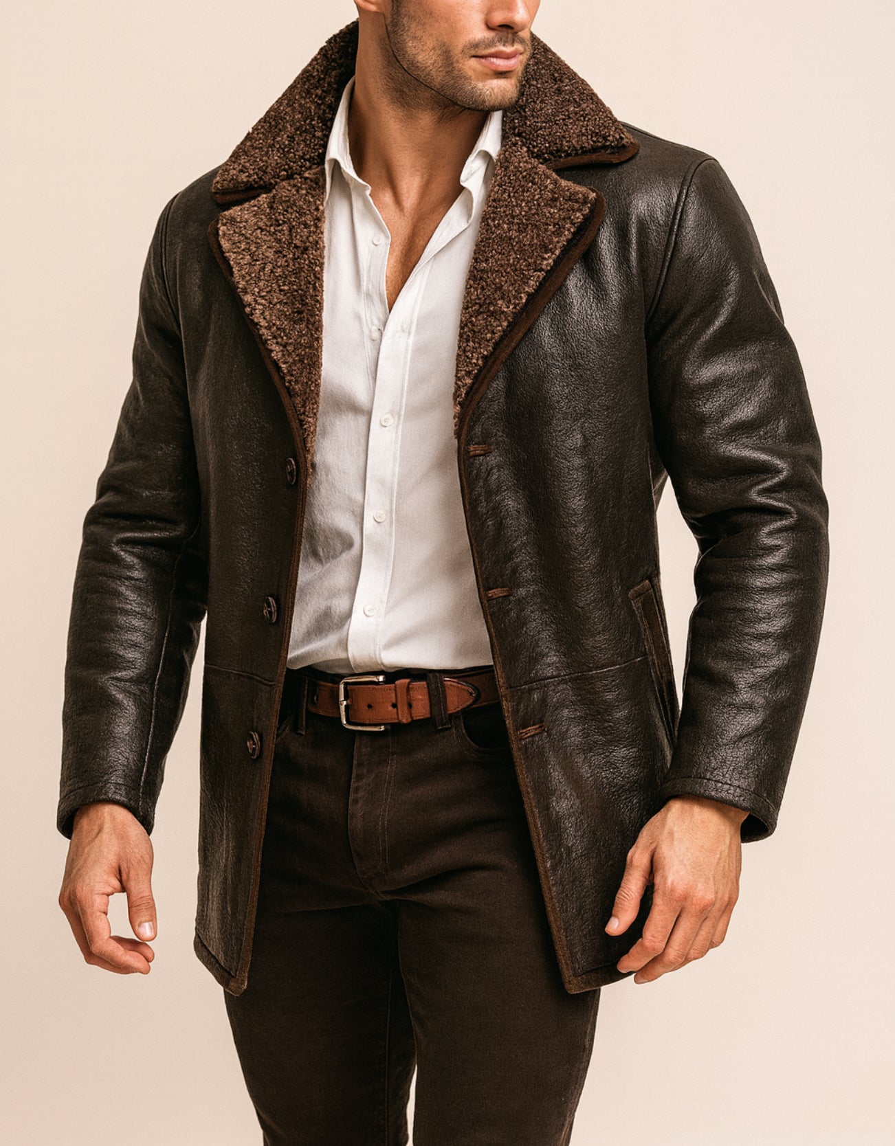 Eclipse Shearling Brown leather Jacket