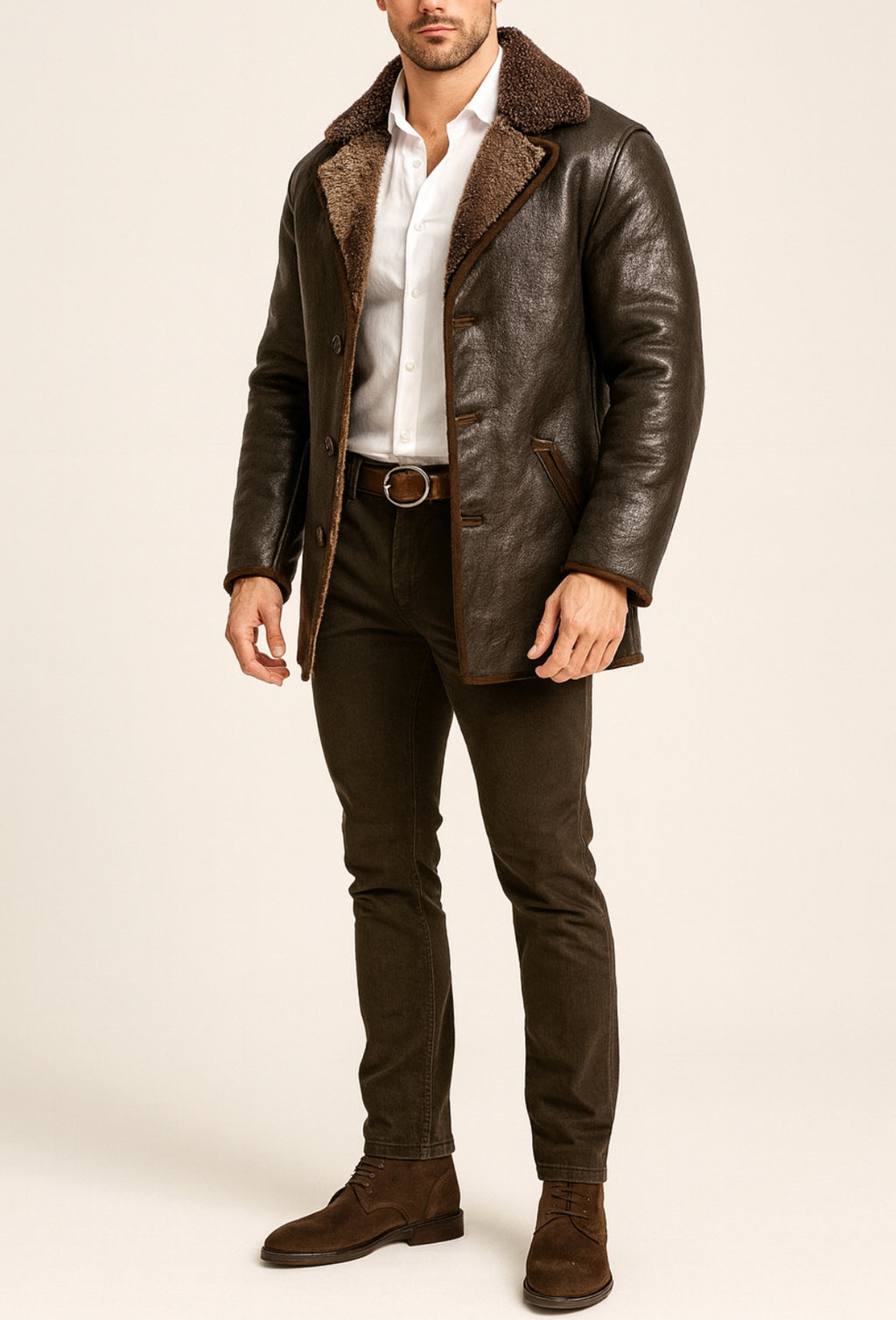 Eclipse Shearling Brown leather Jacket