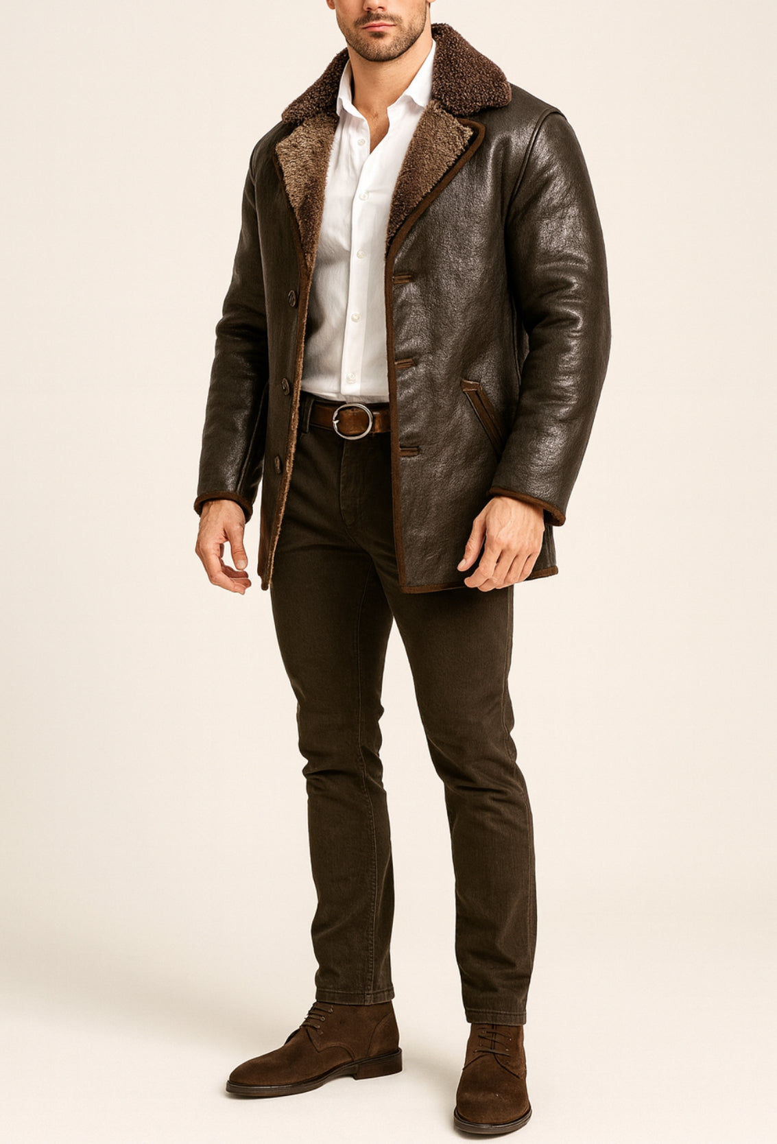 Eclipse Shearling Brown leather Jacket