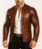 Ironwood Maverick Brown Leather Biker Jacket