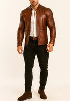 Ironwood Maverick Brown Leather Biker Jacket
