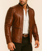 Ironwood Maverick Brown Leather Biker Jacket