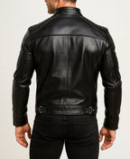 Midnight Vortex Black Leather Moto Jacket
