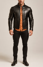 Carbon Axis Black Leather Biker Jacket