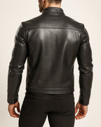 Carbon Axis Black Leather Biker Jacket
