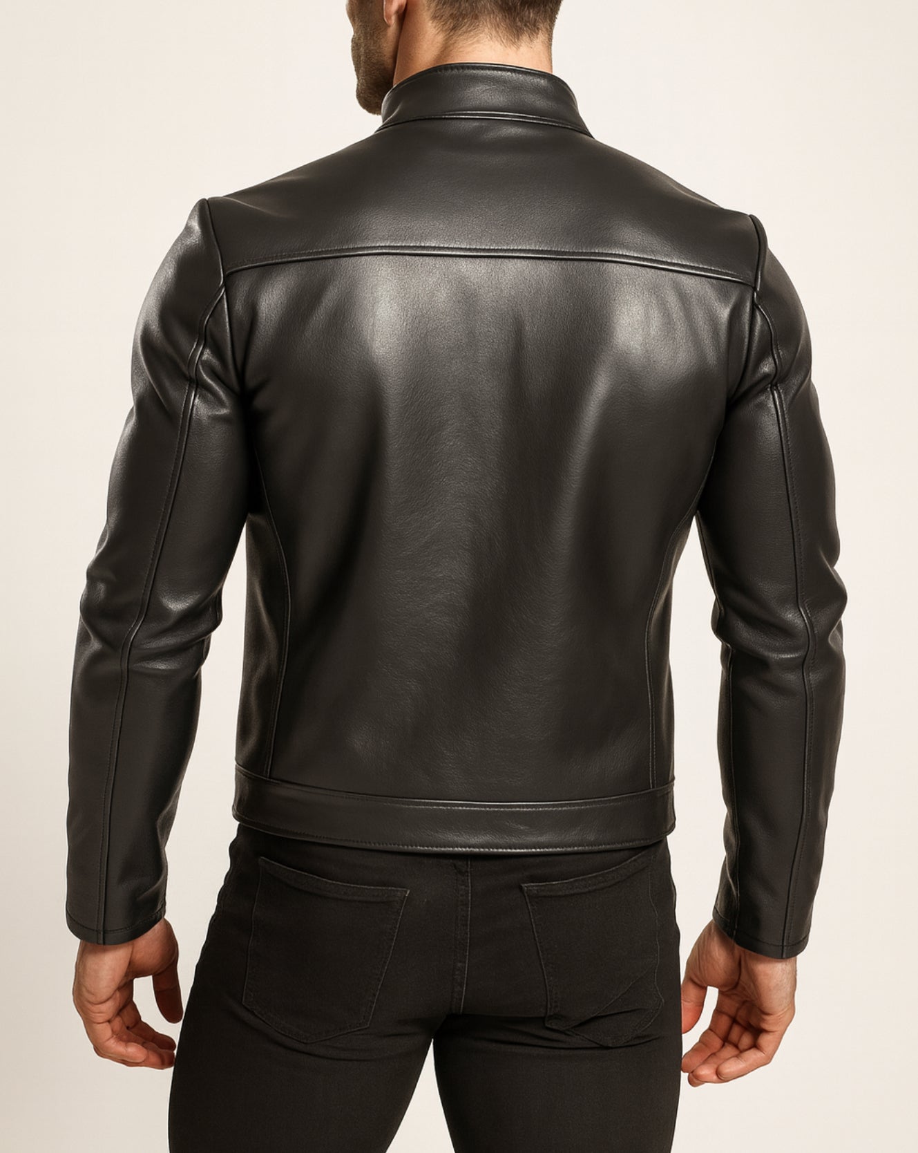 Carbon Axis Black Leather Biker Jacket