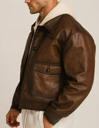 Urban Ember Brown Leather Bomber Jacket
