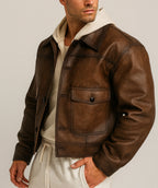 Urban Ember Brown Leather Bomber Jacket