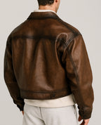 Urban Ember Brown Leather Bomber Jacket