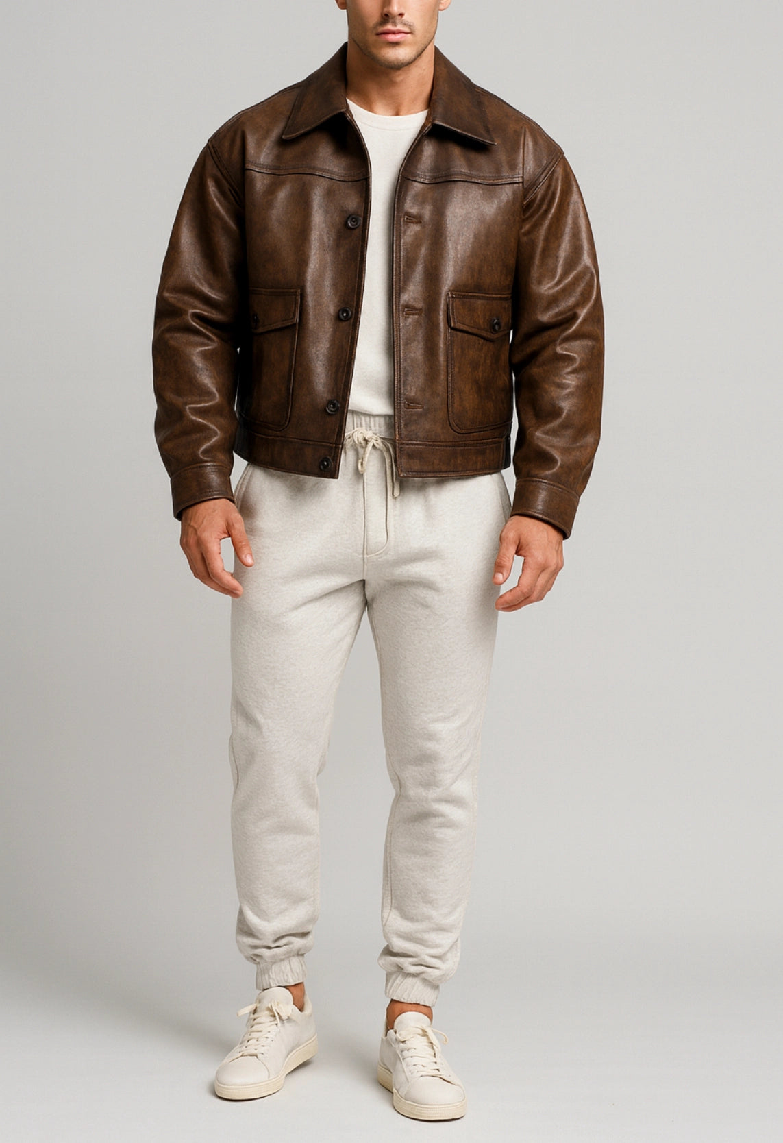 Urban Ember Brown Leather Bomber Jacket