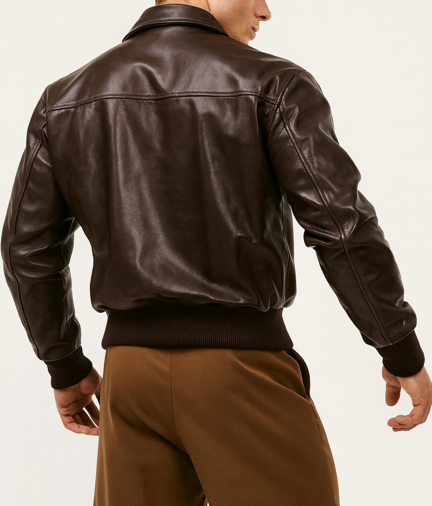 Cafe Maverick Brown Leather Bomber Jacket