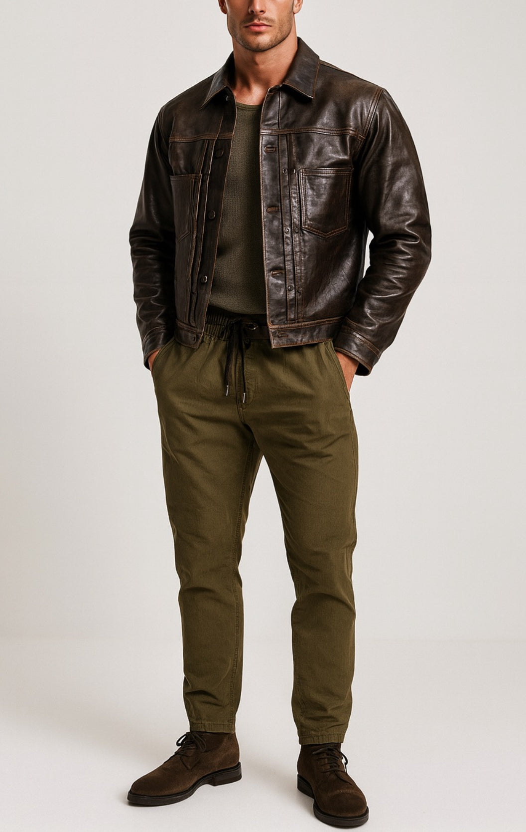 Ashmoor Brown Leather Trucker Jacket
