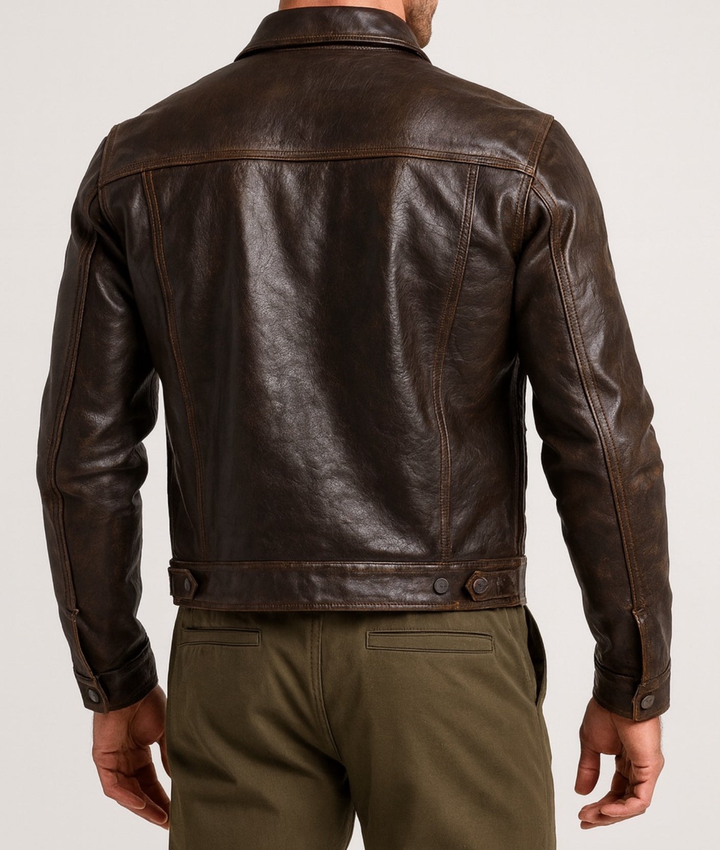 Ashmoor Brown Leather Trucker Jacket