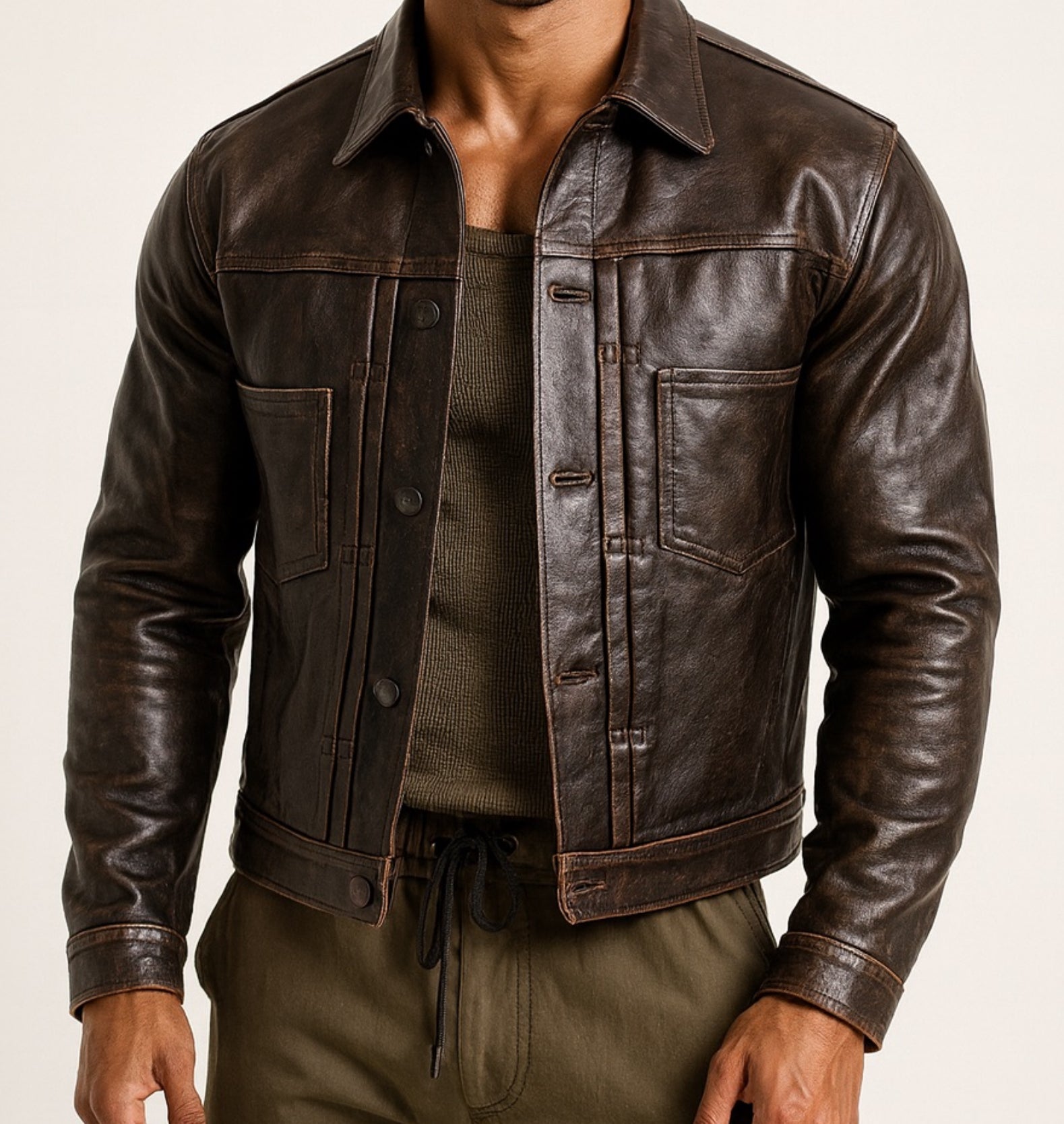 Ashmoor Brown Leather Trucker Jacket