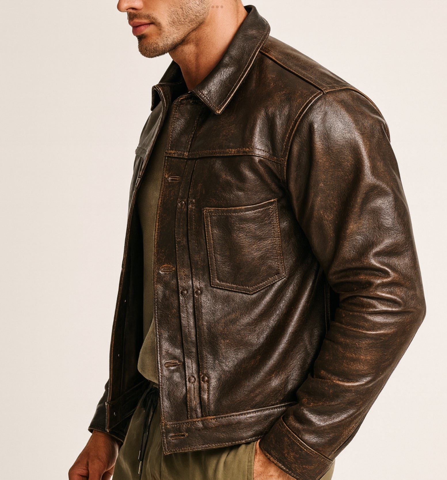 Ashmoor Brown Leather Trucker Jacket