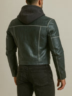 Zevron Luxe Sheep Leather Blue Leather Jacket