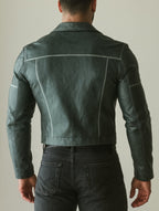 Zevron Luxe Sheep Leather Blue Leather Jacket