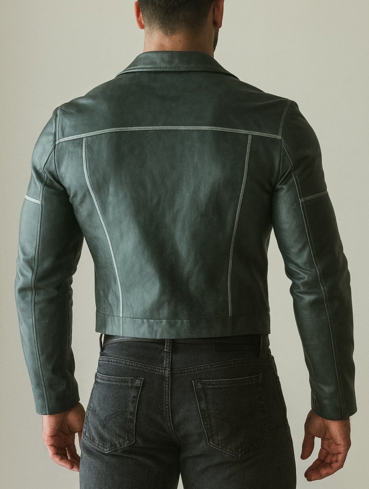 Zevron Luxe Sheep Leather Blue Leather Jacket