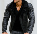 Obsidian Reign Black Leather shearling Jacket