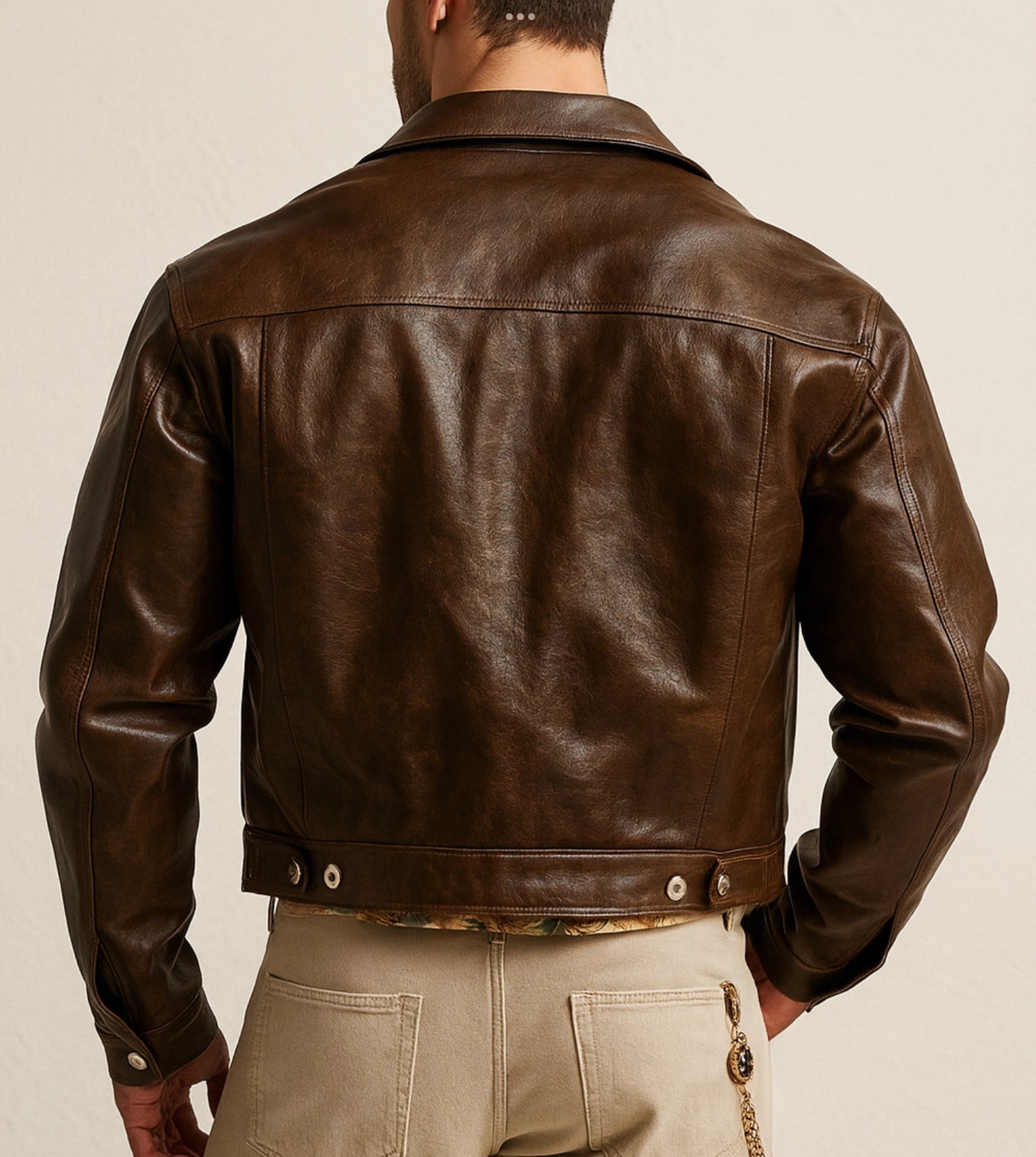 Tobacco Storm Brown Leather Trucker Jacket