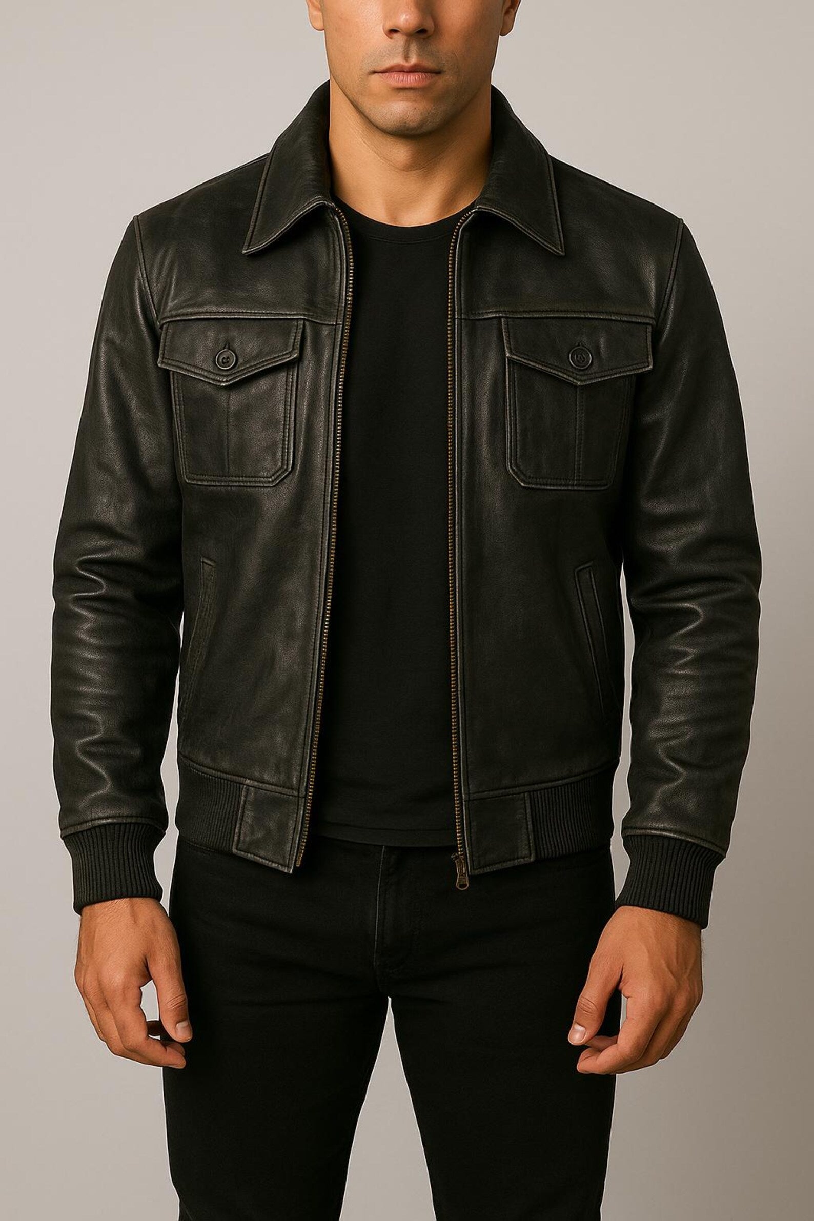 Men's B3 Sheepskin Bomber Jacket - Genuine Leather Aviator Flight Coat