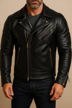 Men's Sheep Leather Biker Jacket: Slim Fit Motorcycle Style
