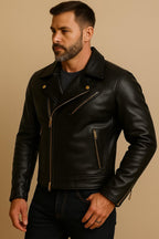 Men's Sheep Leather Biker Jacket: Slim Fit Motorcycle Style