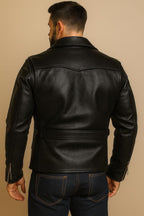 Men's Sheep Leather Biker Jacket: Slim Fit Motorcycle Style