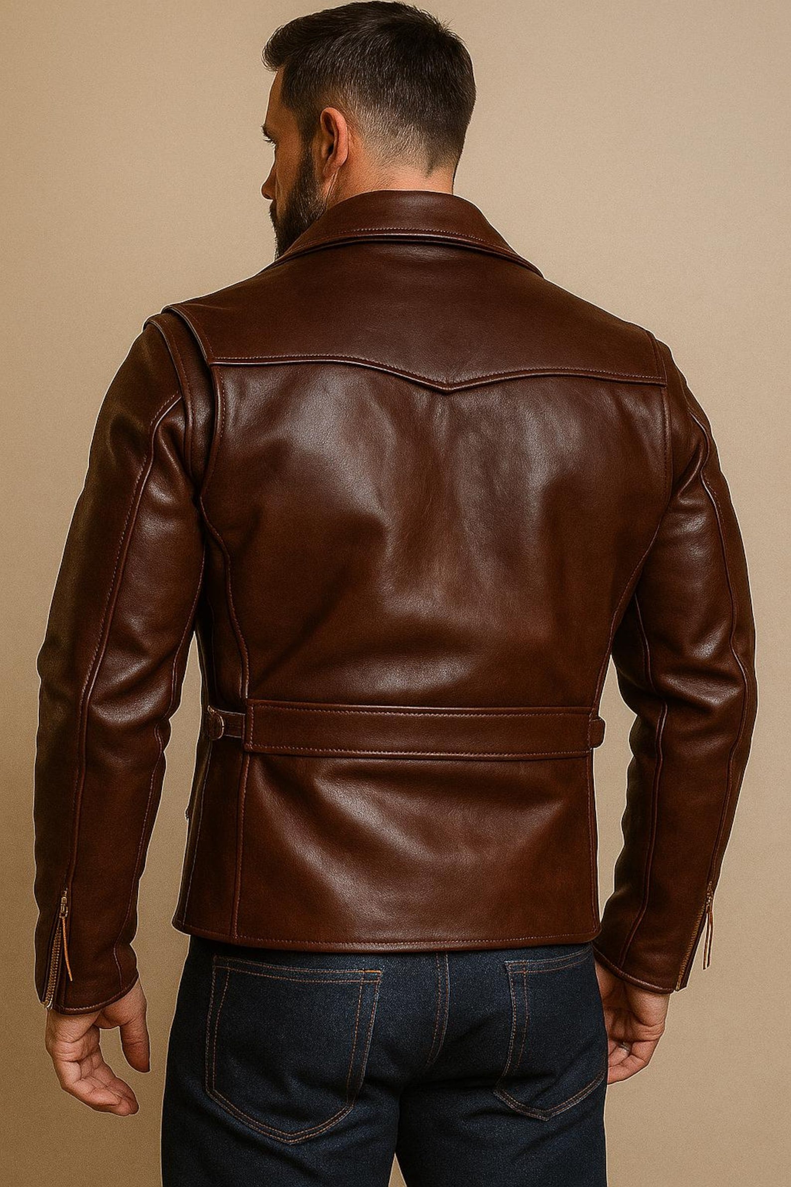 Men's Sheep Leather Biker Jacket: Slim Fit Motorcycle Style