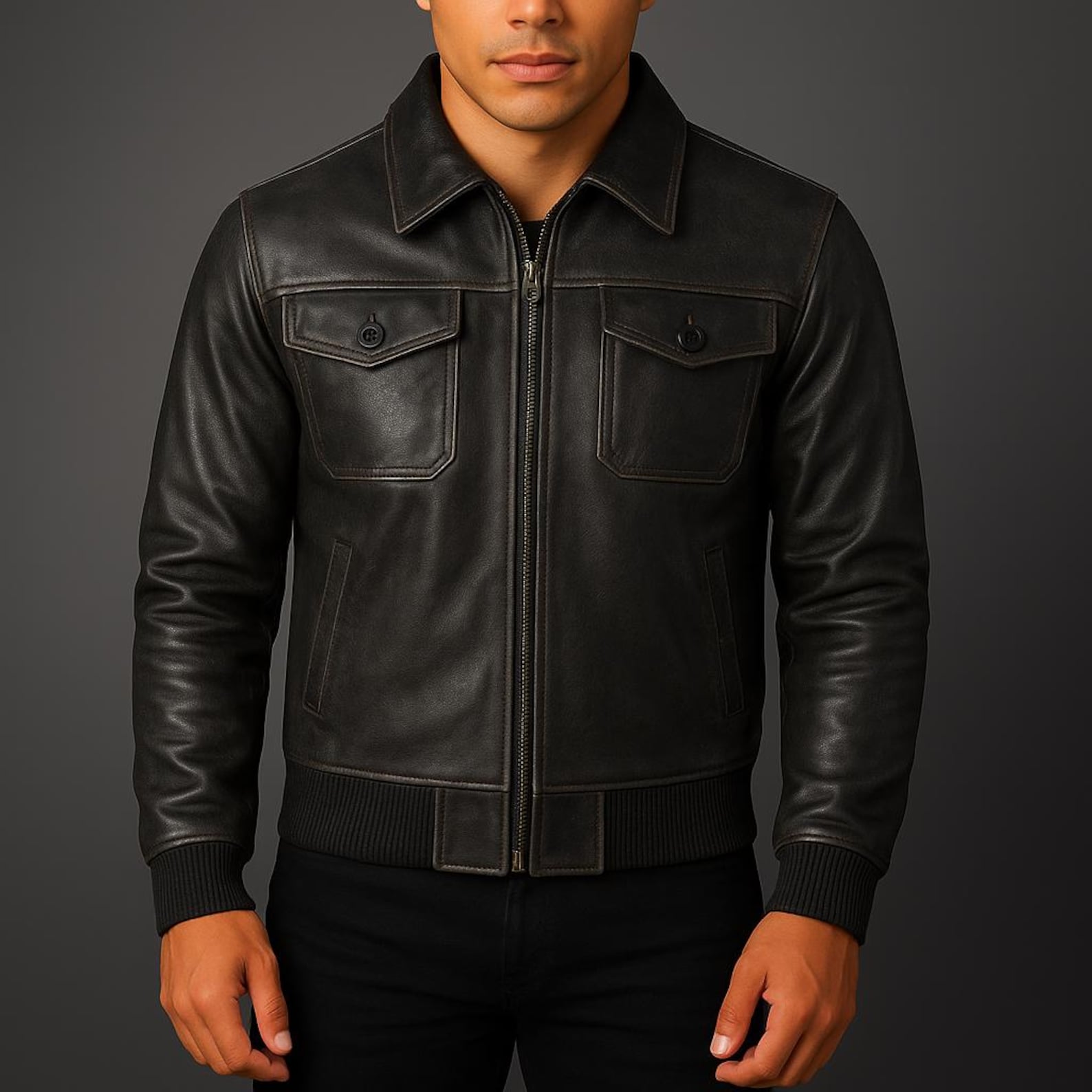 Men's B3 Sheepskin Bomber Jacket - Genuine Leather Aviator Flight Coat